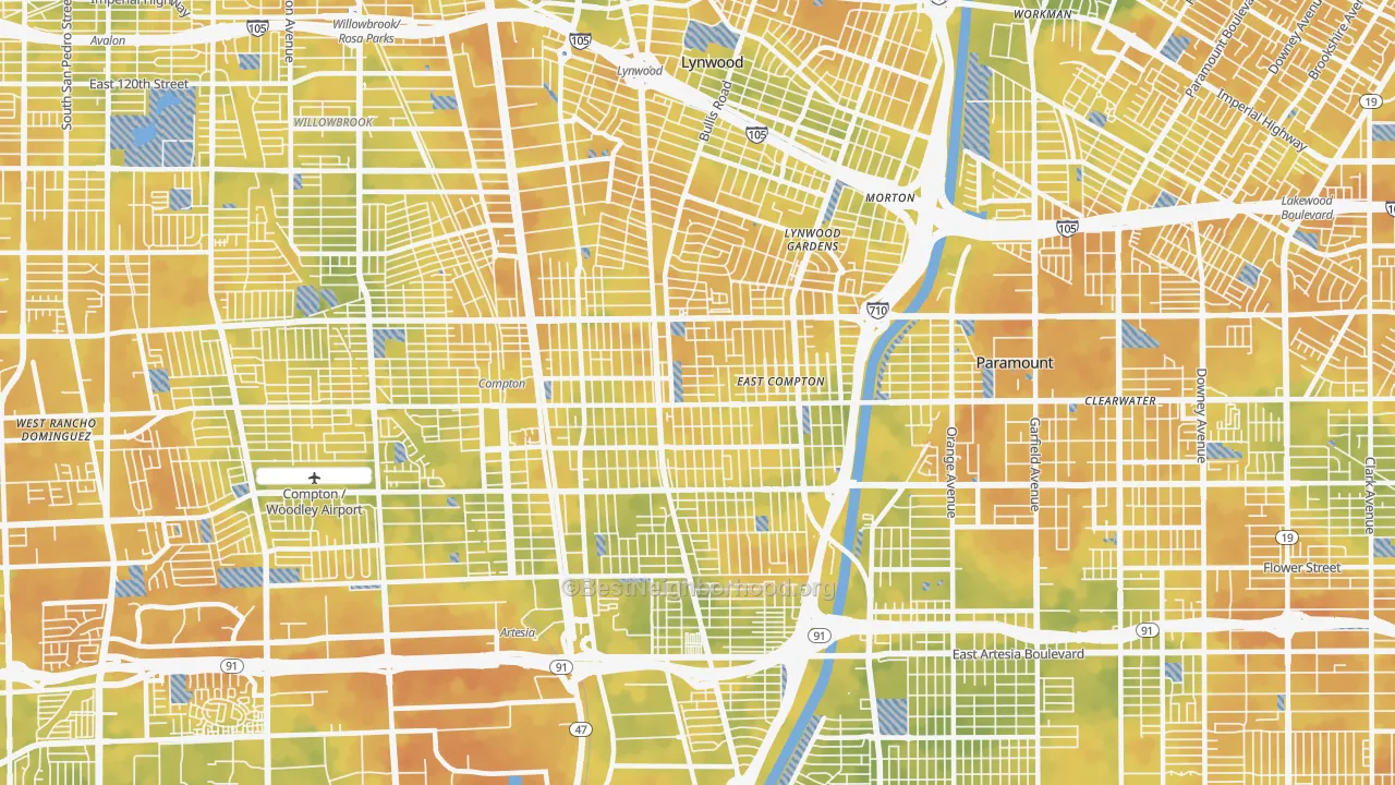 Bike Grade map of 90221, CA