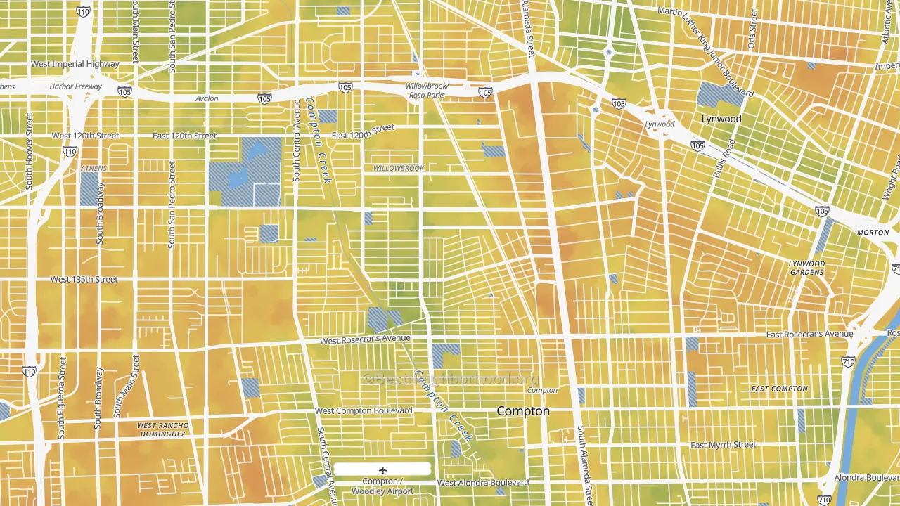 Bike Grade map of 90222, CA