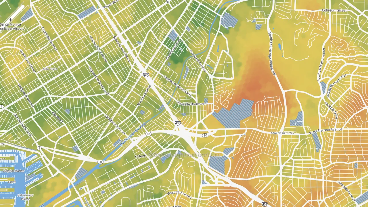 Bike Grade map of 90230, CA