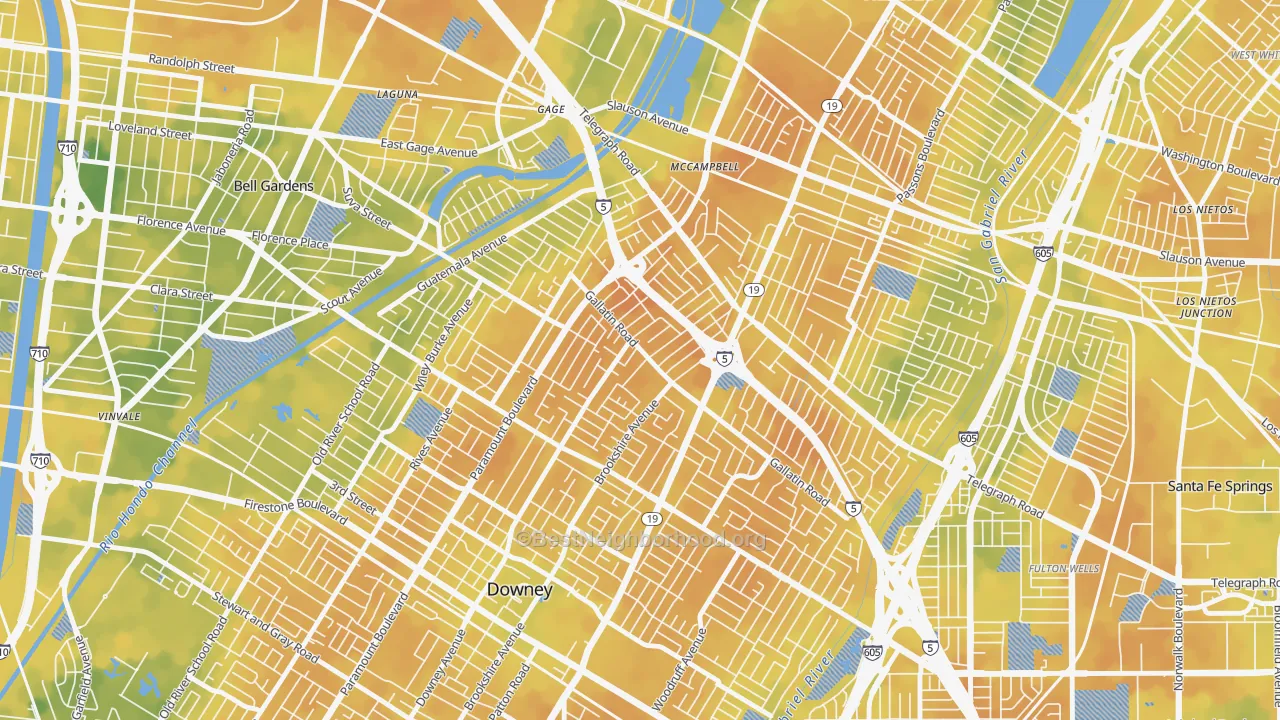 Bike Grade map of 90240, CA