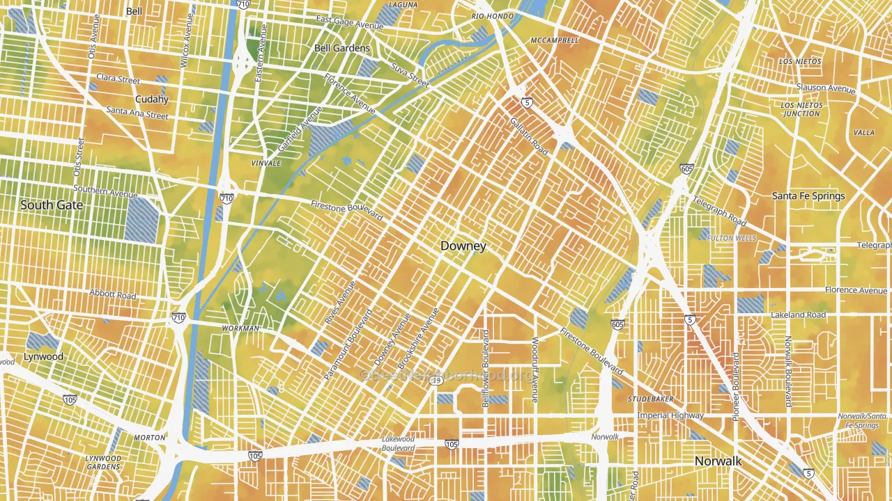 Bike Grade map of 90241, CA