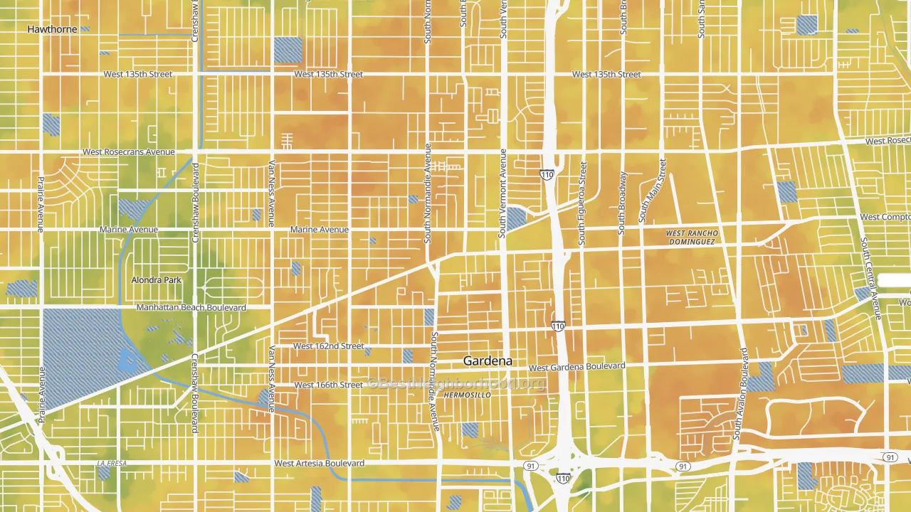 Bike Grade map of 90247, CA