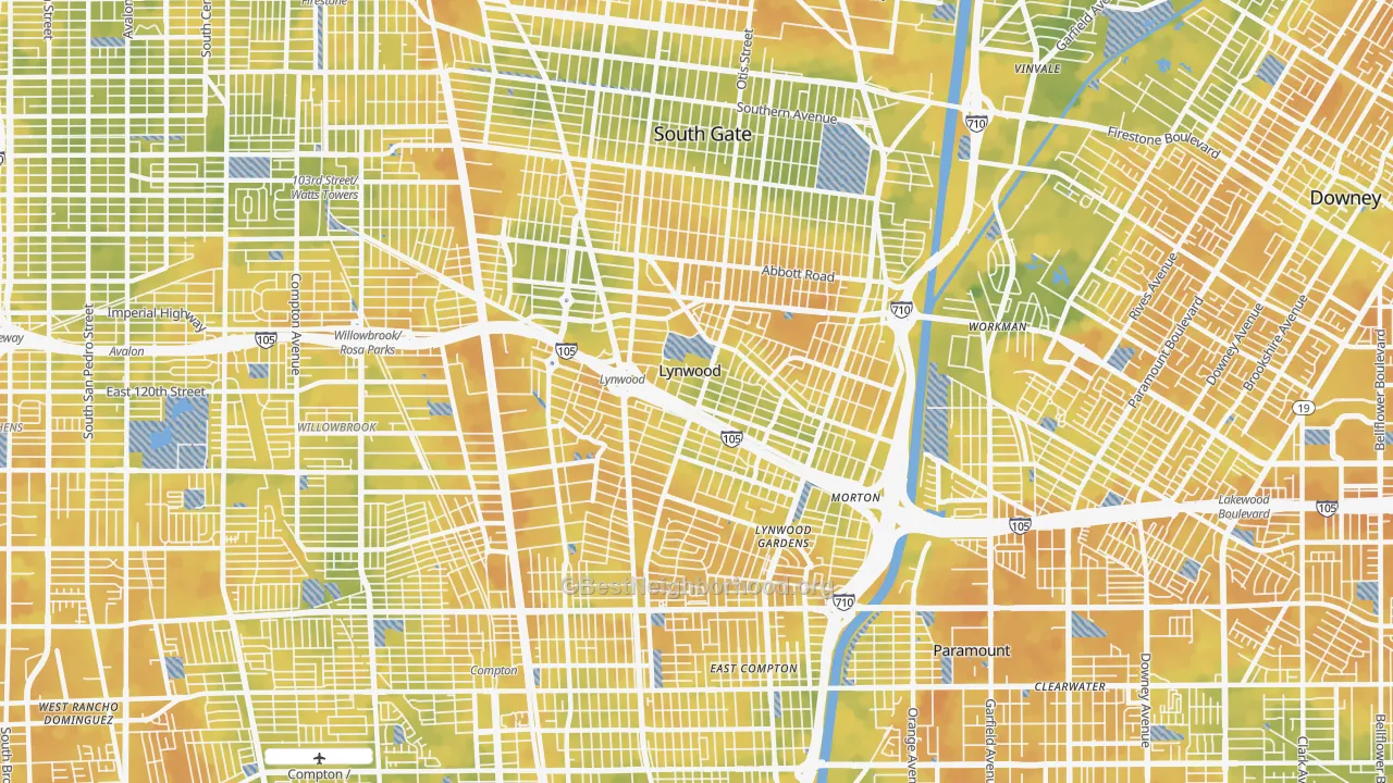 Bike Grade map of 90262, CA