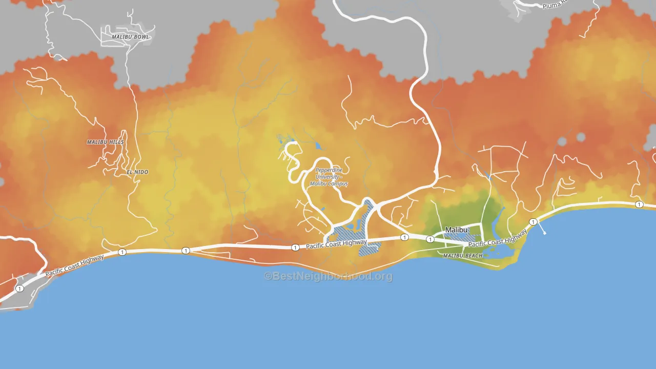 Bike Grade map of 90263, CA
