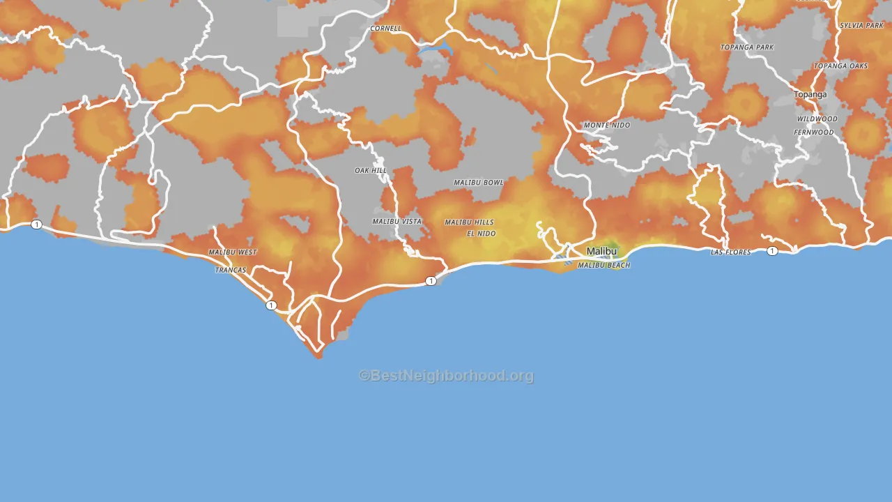 Bike Grade map of 90265, CA