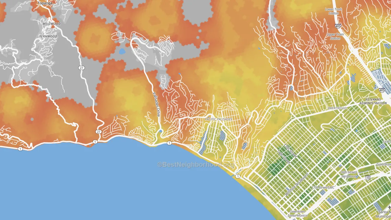 Bike Grade map of 90272, CA