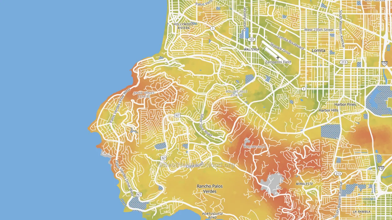 Bike Grade map of 90274, CA