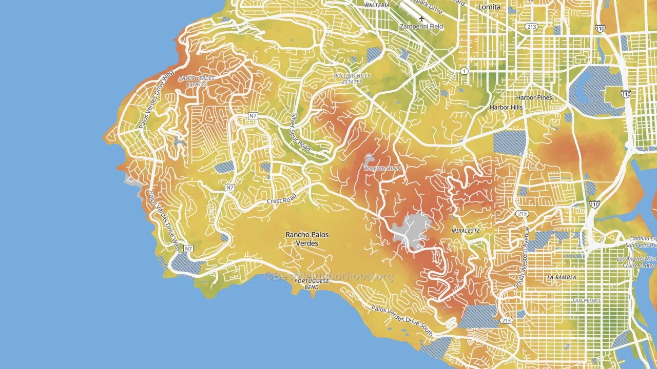 Bike Grade map of 90275, CA