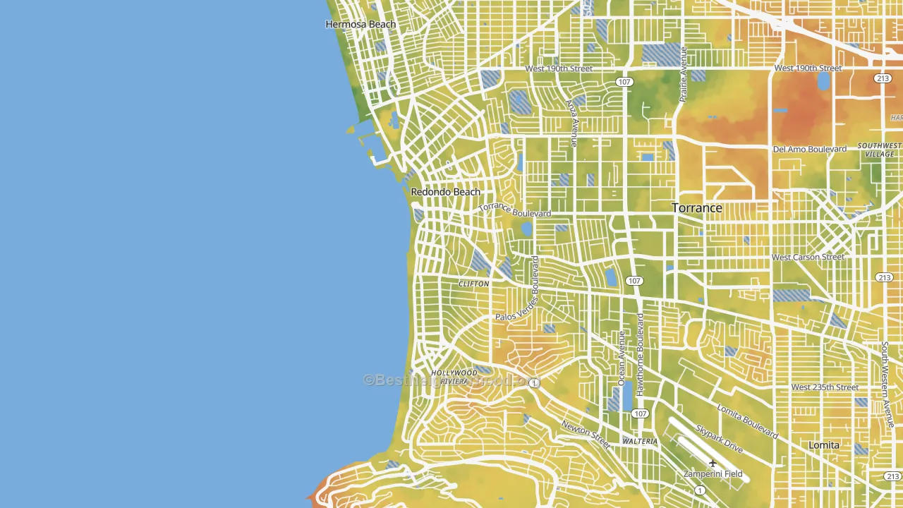 Bike Grade map of 90277, CA