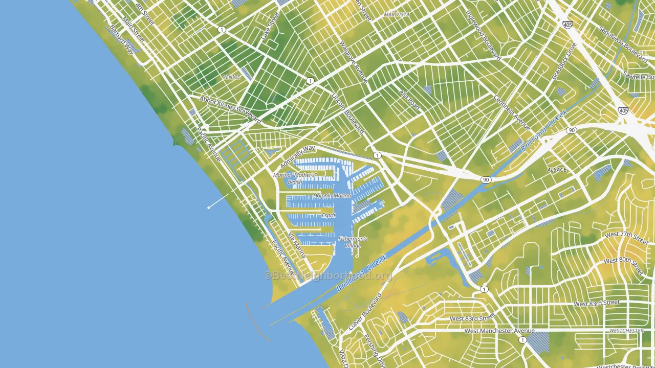 Bike Grade map of 90292, CA