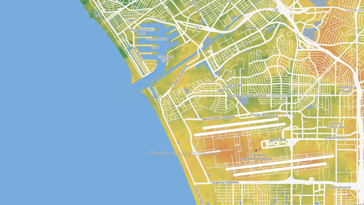 Bike Grade map of 90293, CA