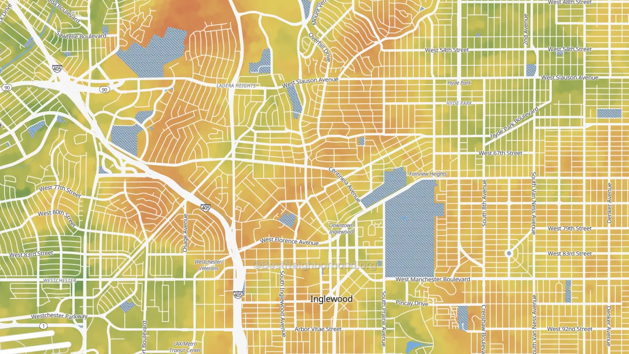 Bike Grade map of 90302, CA