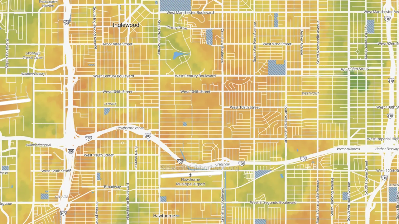 Bike Grade map of 90303, CA