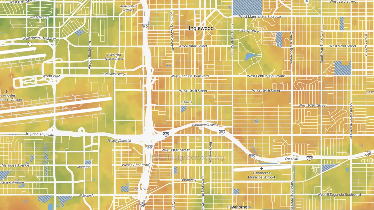 Bike Grade map of 90304, CA