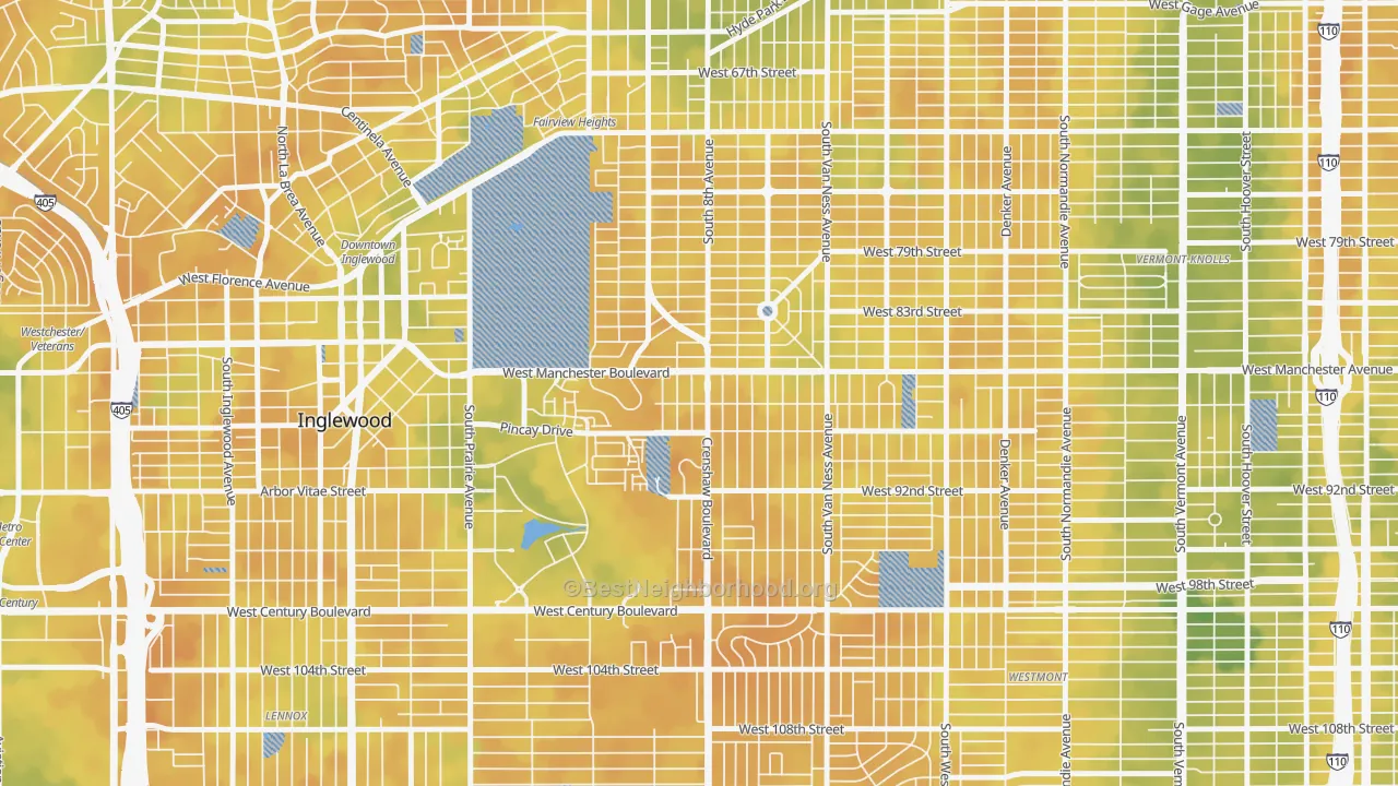 Bike Grade map of 90305, CA