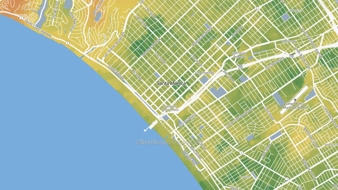 Bike Grade map of 90401, CA