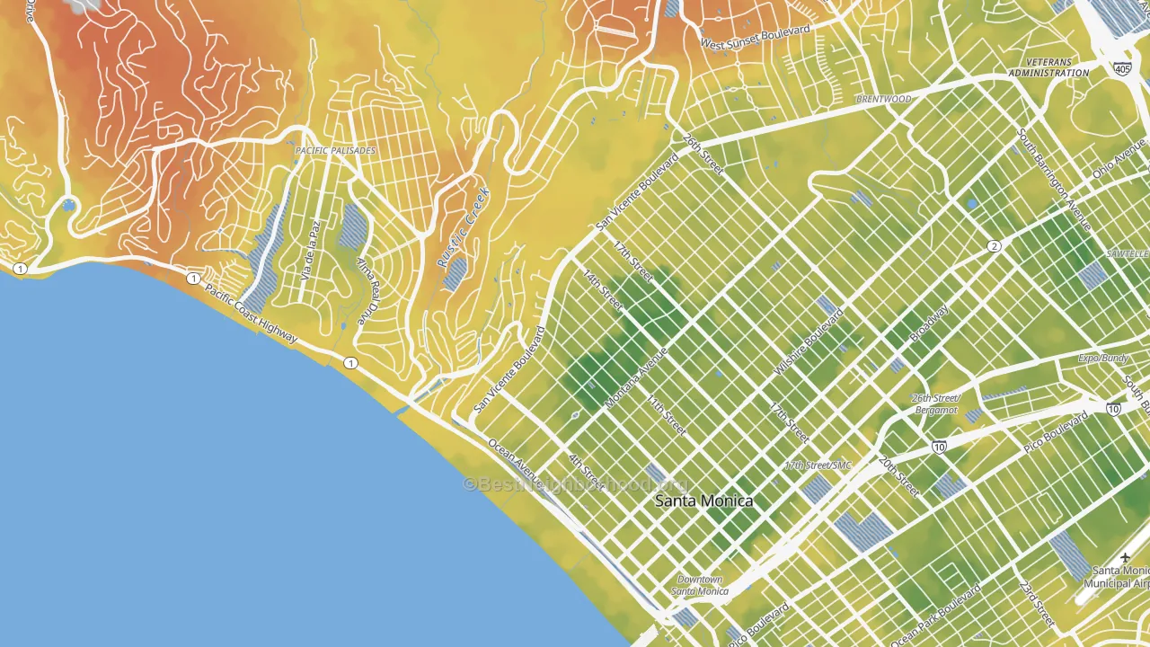 Bike Grade map of 90402, CA