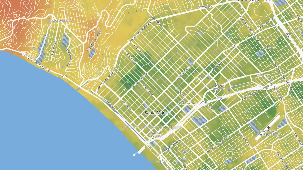 Bike Grade map of 90403, CA
