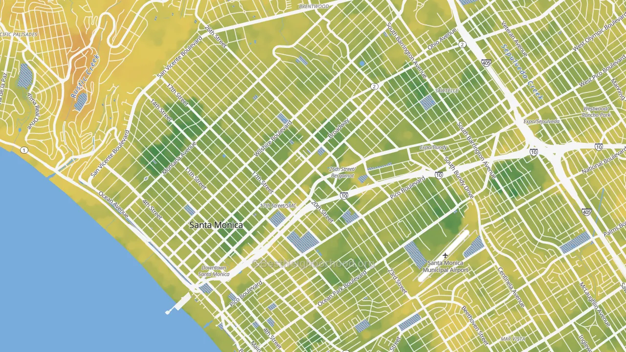 Bike Grade map of 90404, CA