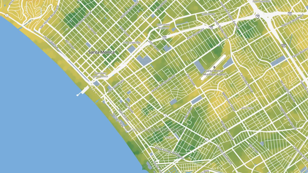 Bike Grade map of 90405, CA