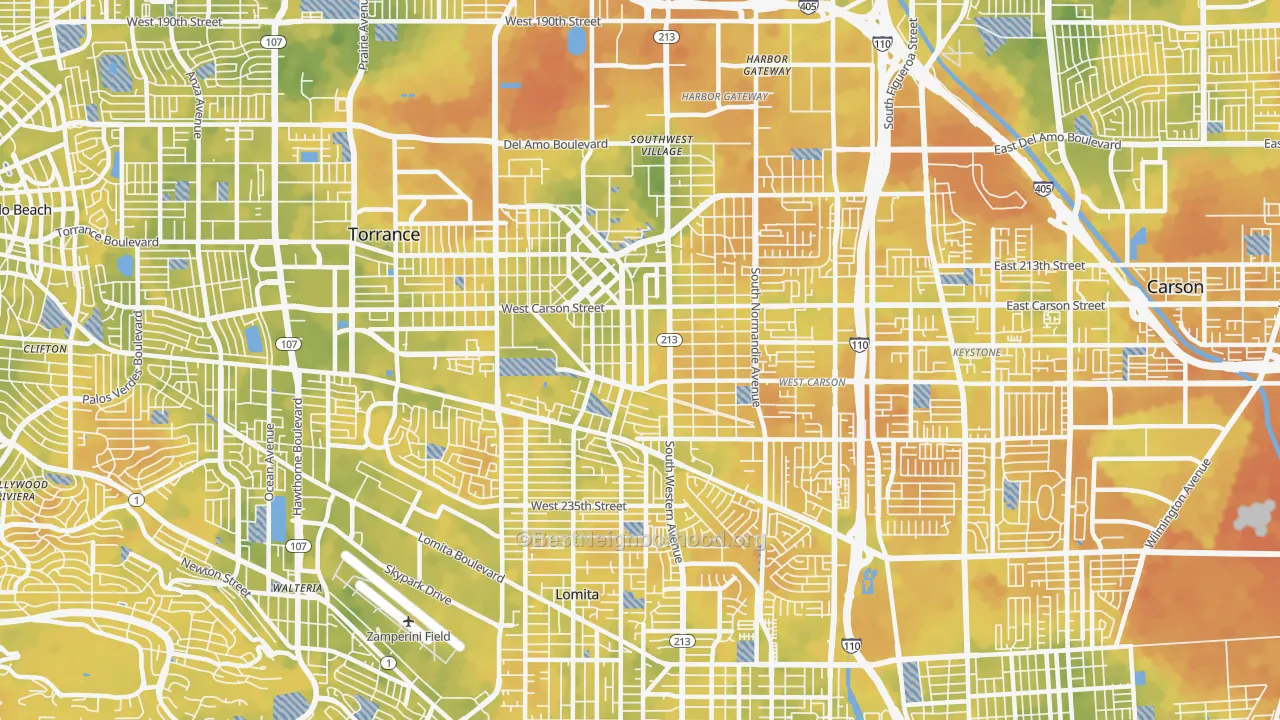 Bike Grade map of 90501, CA