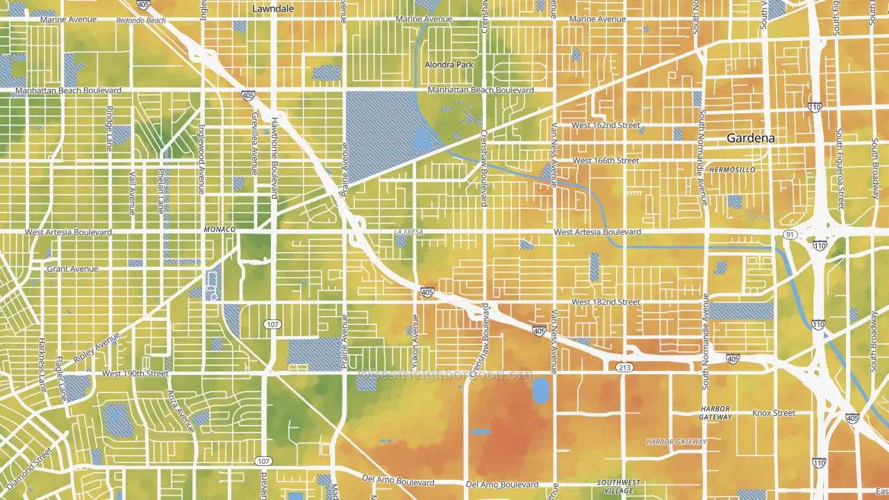 Bike Grade map of 90504, CA
