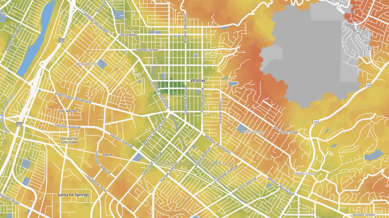 Bike Grade map of 90602, CA
