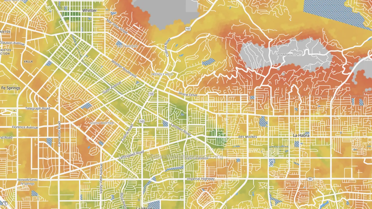Bike Grade map of 90603, CA