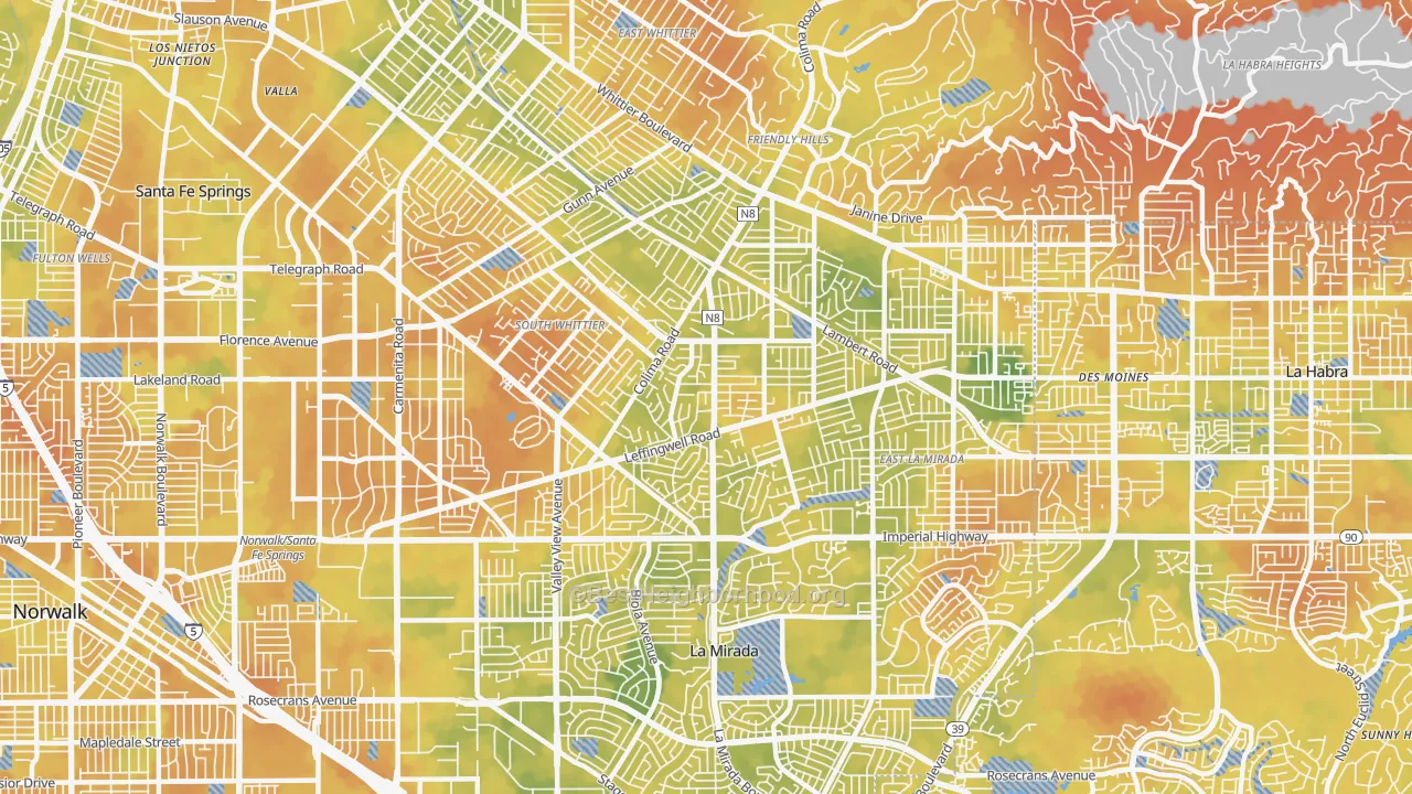 Bike Grade map of 90604, CA