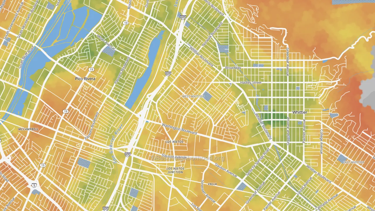 Bike Grade map of 90606, CA