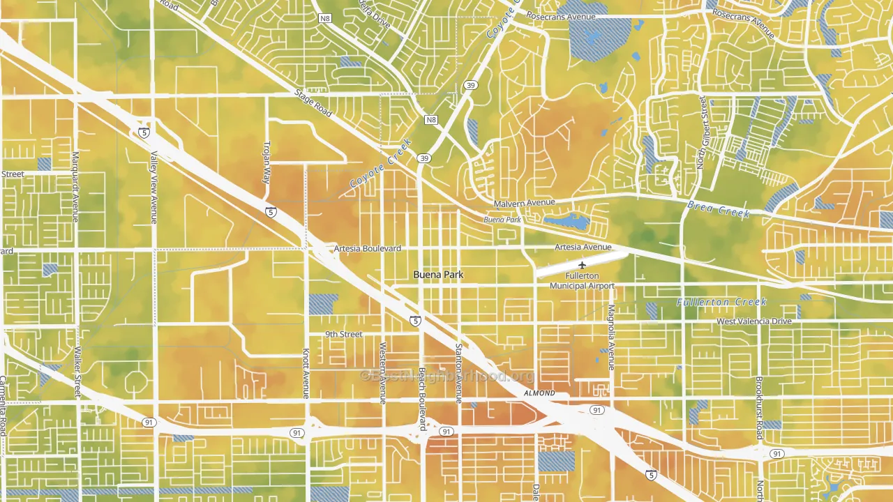 Bike Grade map of 90621, CA