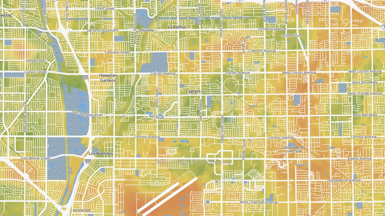 Bike Grade map of 90630, CA