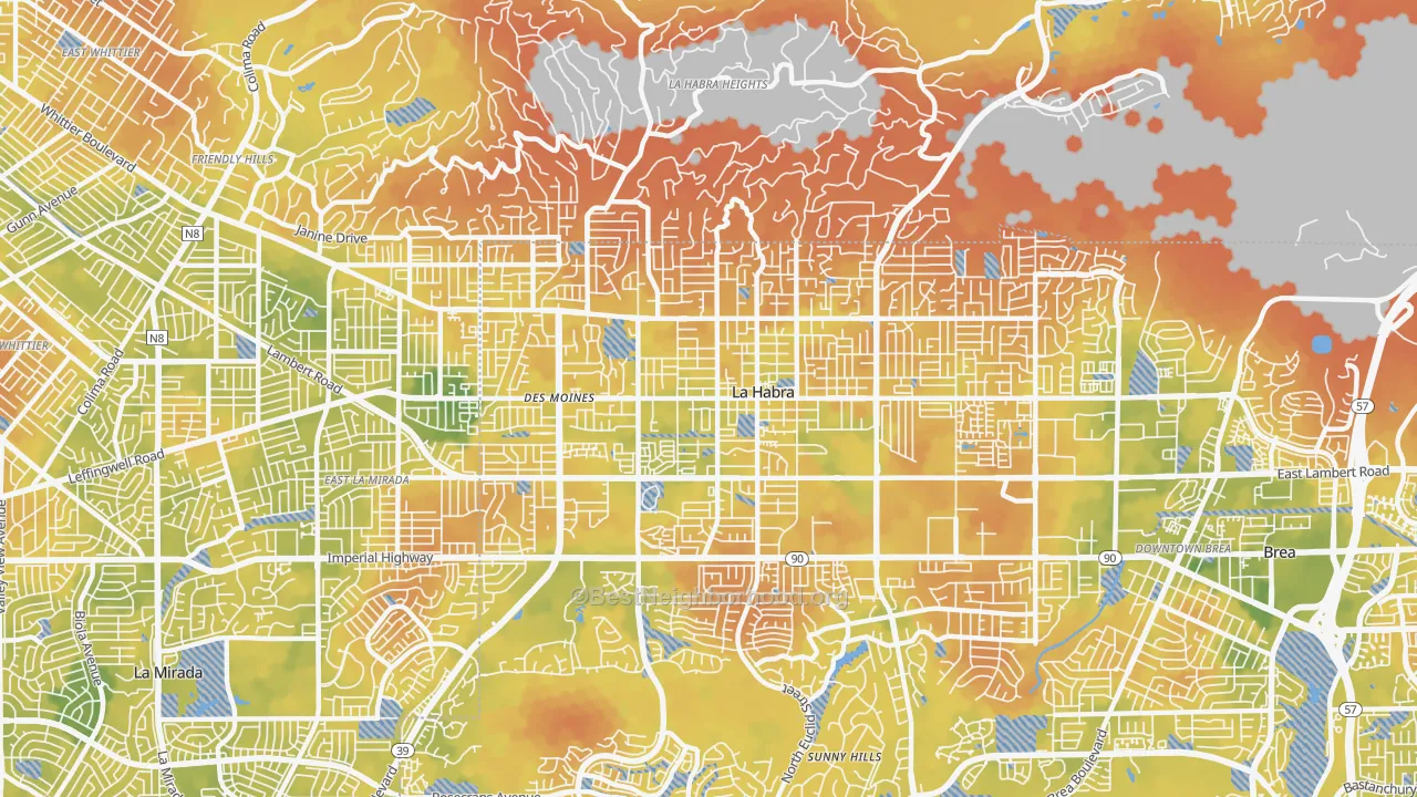 Bike Grade map of 90631, CA