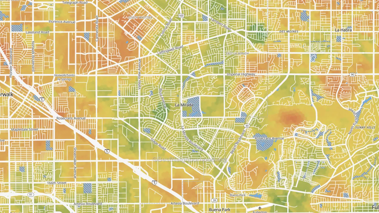 Bike Grade map of 90638, CA