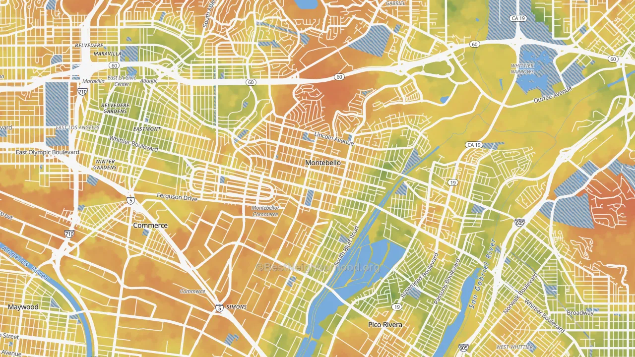 Bike Grade map of 90640, CA