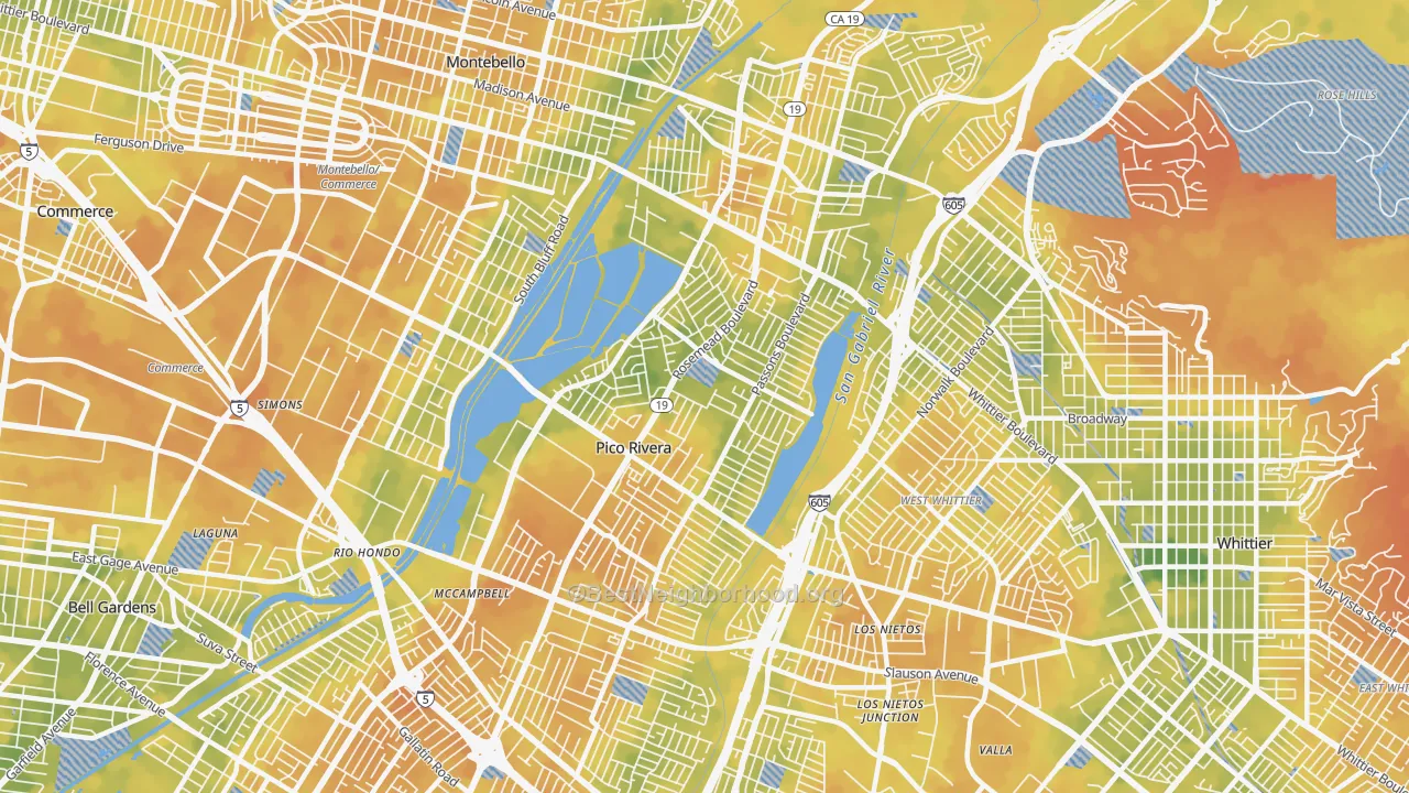 Bike Grade map of 90660, CA