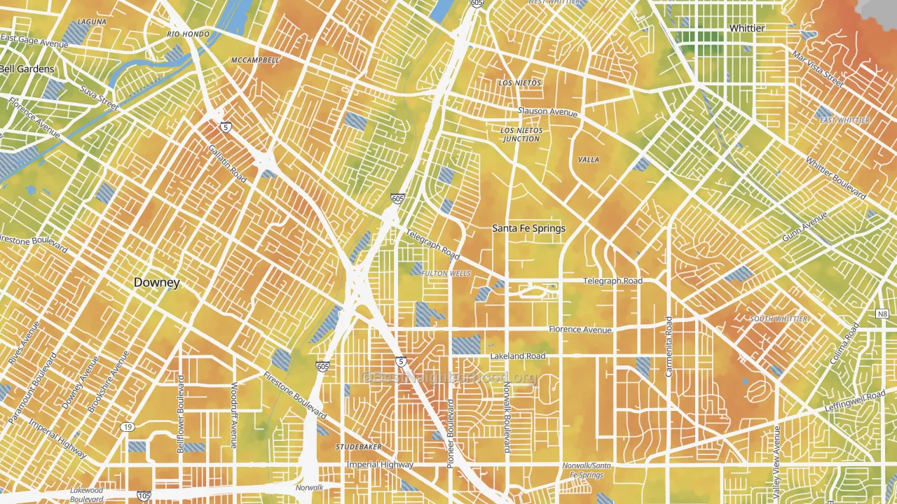 Bike Grade map of 90670, CA
