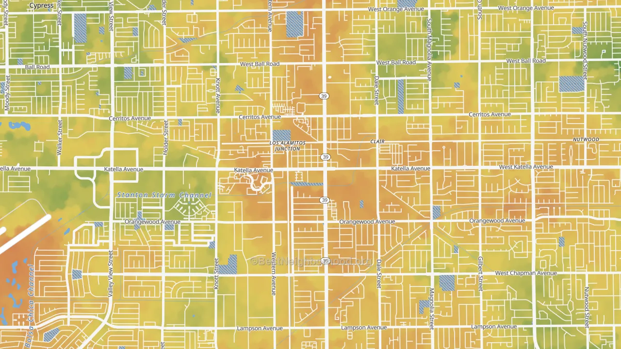 Bike Grade map of 90680, CA