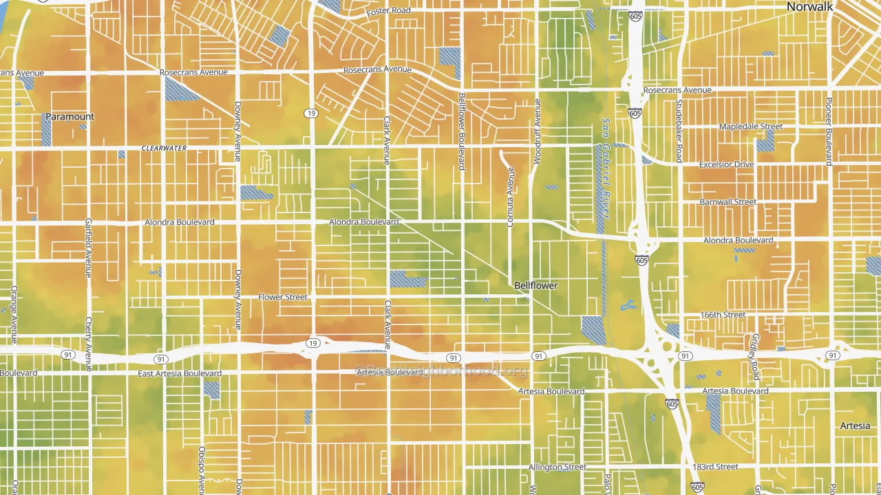 Bike Grade map of 90706, CA