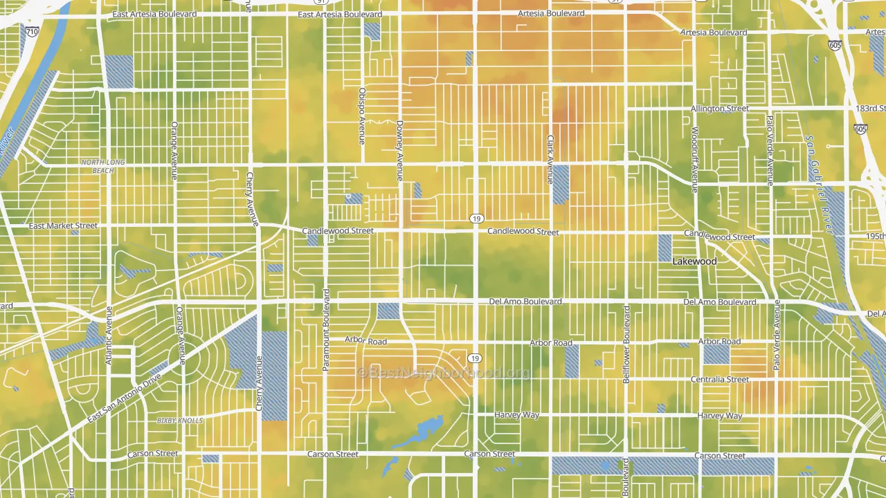 Bike Grade map of 90712, CA
