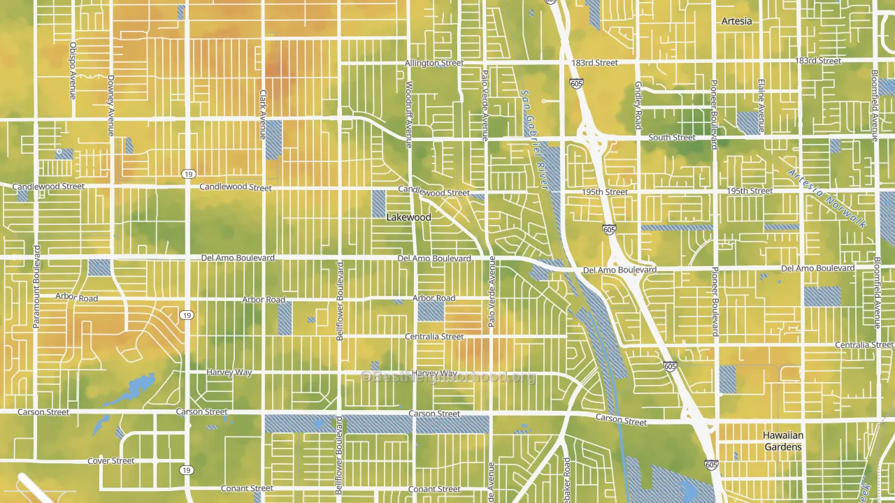 Bike Grade map of 90713, CA