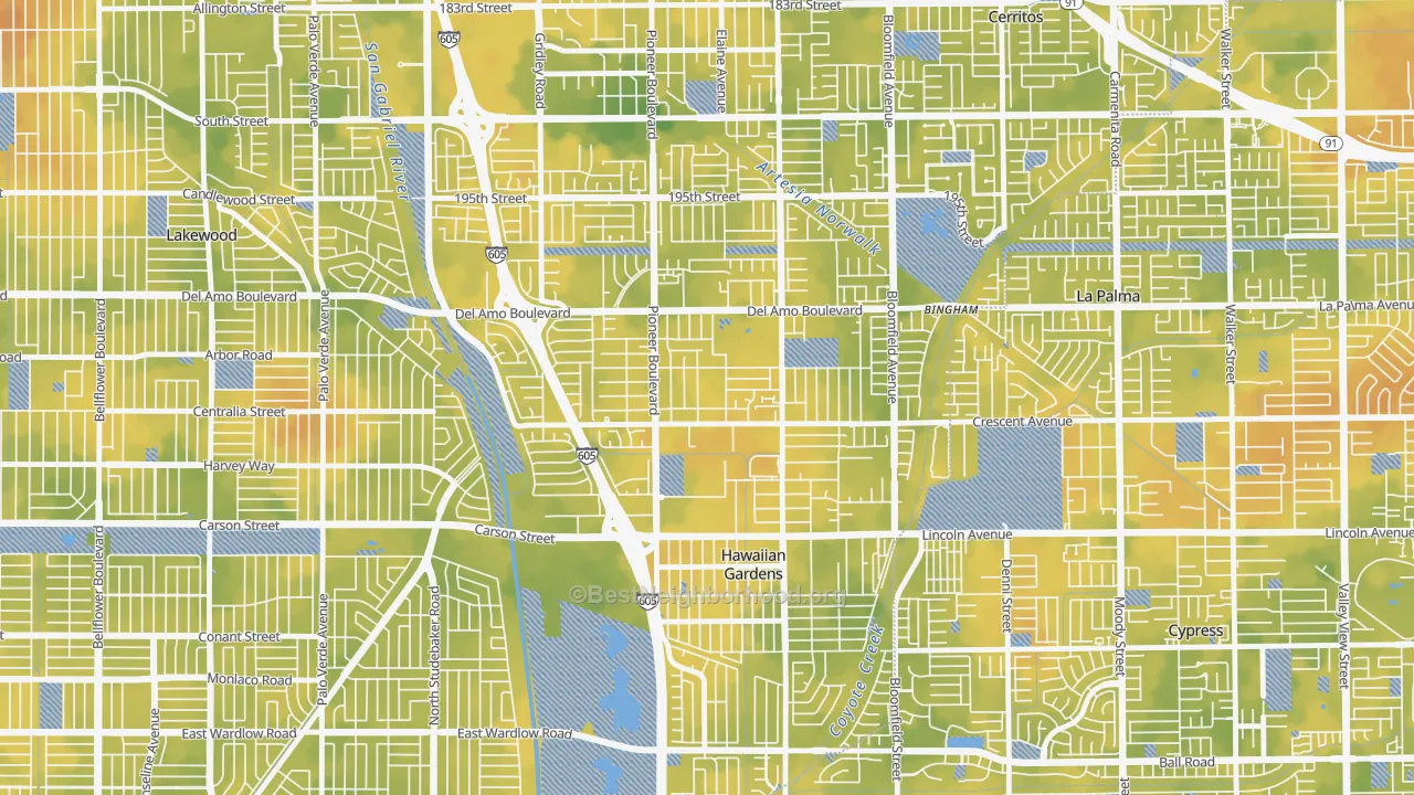 Bike Grade map of 90715, CA