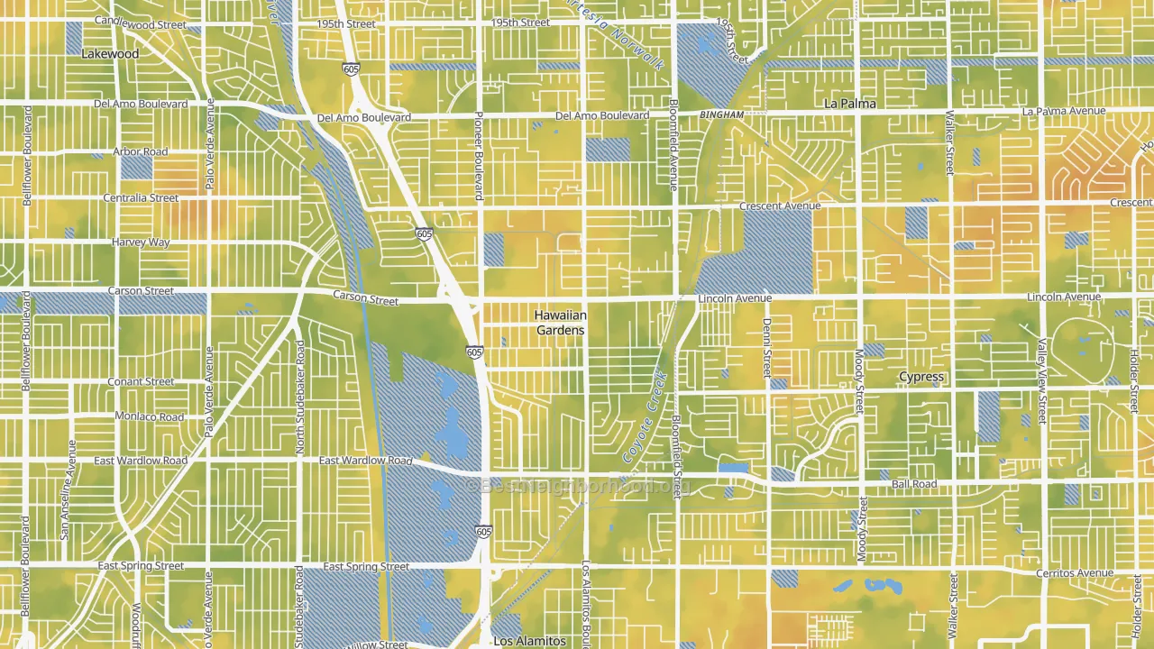 Bike Grade map of 90716, CA