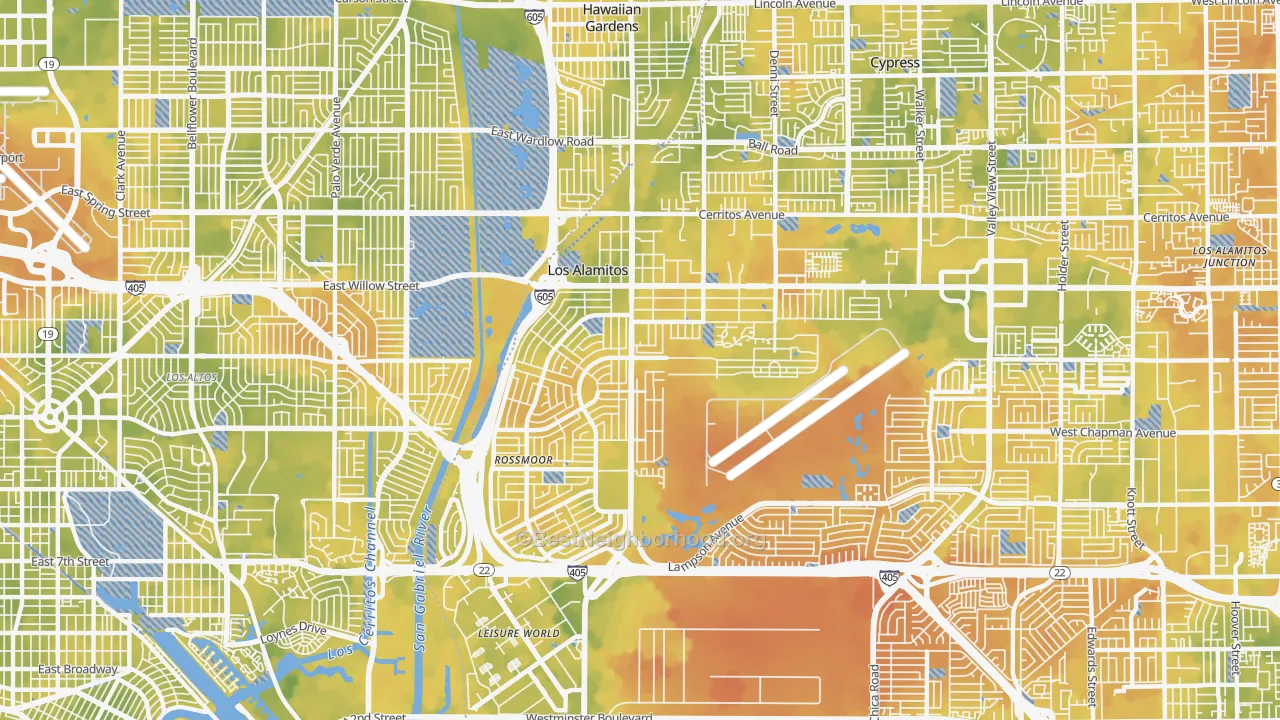 Bike Grade map of 90720, CA