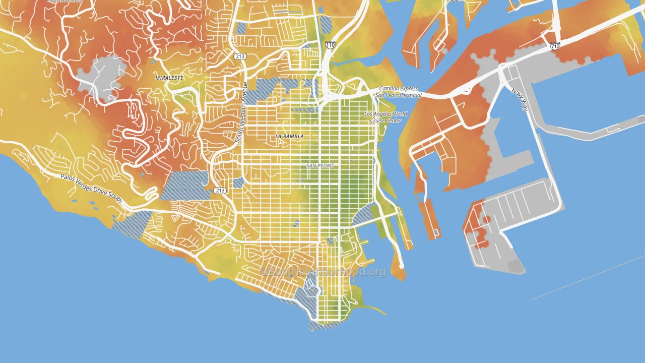 Bike Grade map of 90731, CA