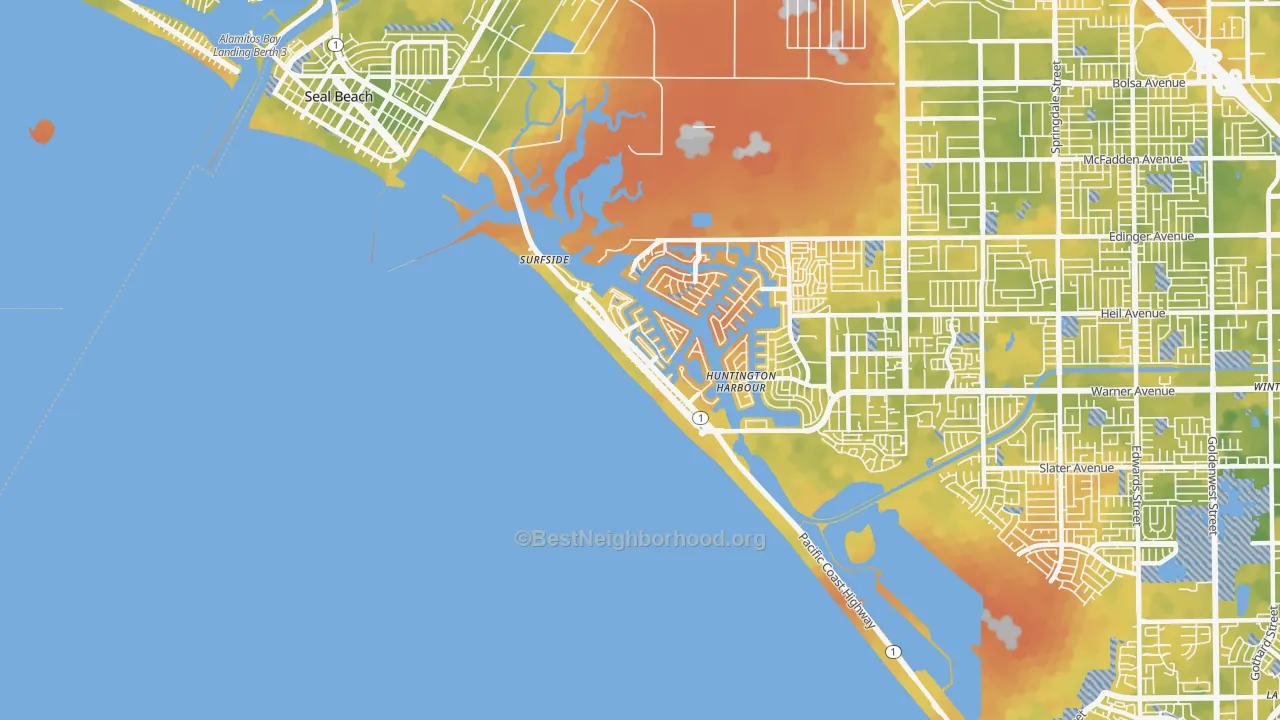 Bike Grade map of 90742, CA