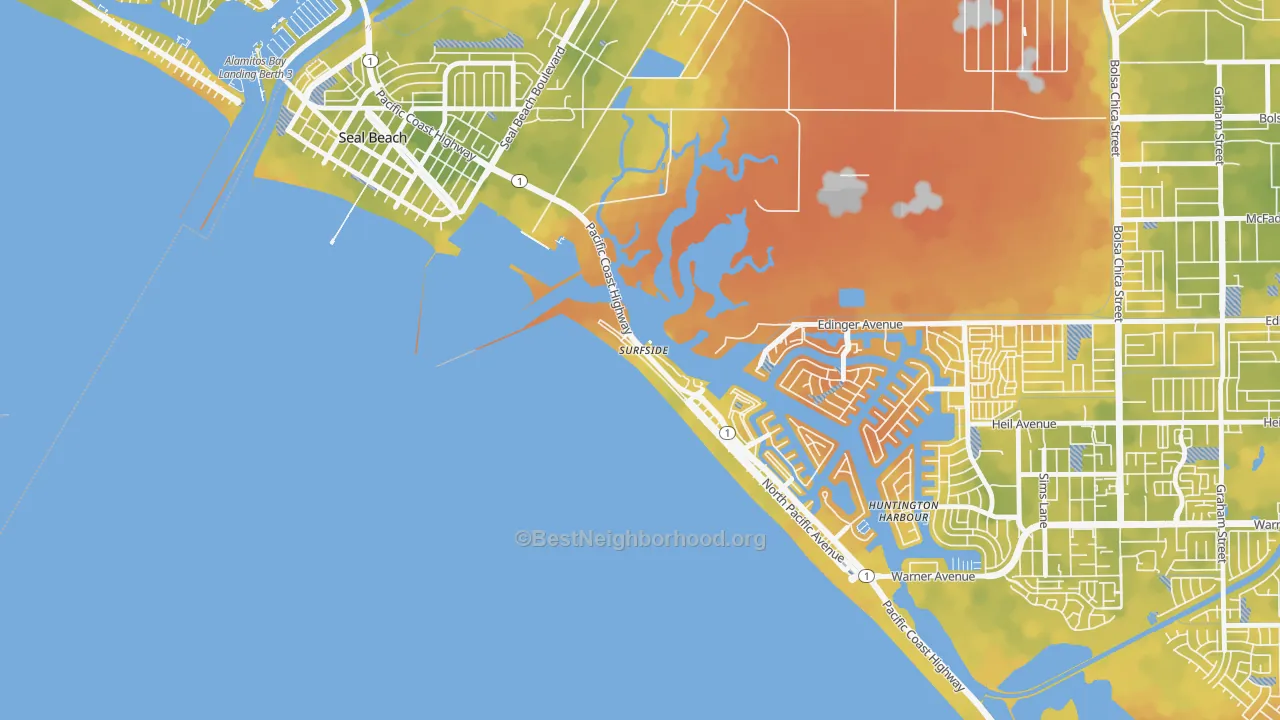 Bike Grade map of 90743, CA