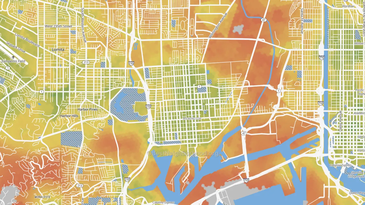 Bike Grade map of 90744, CA