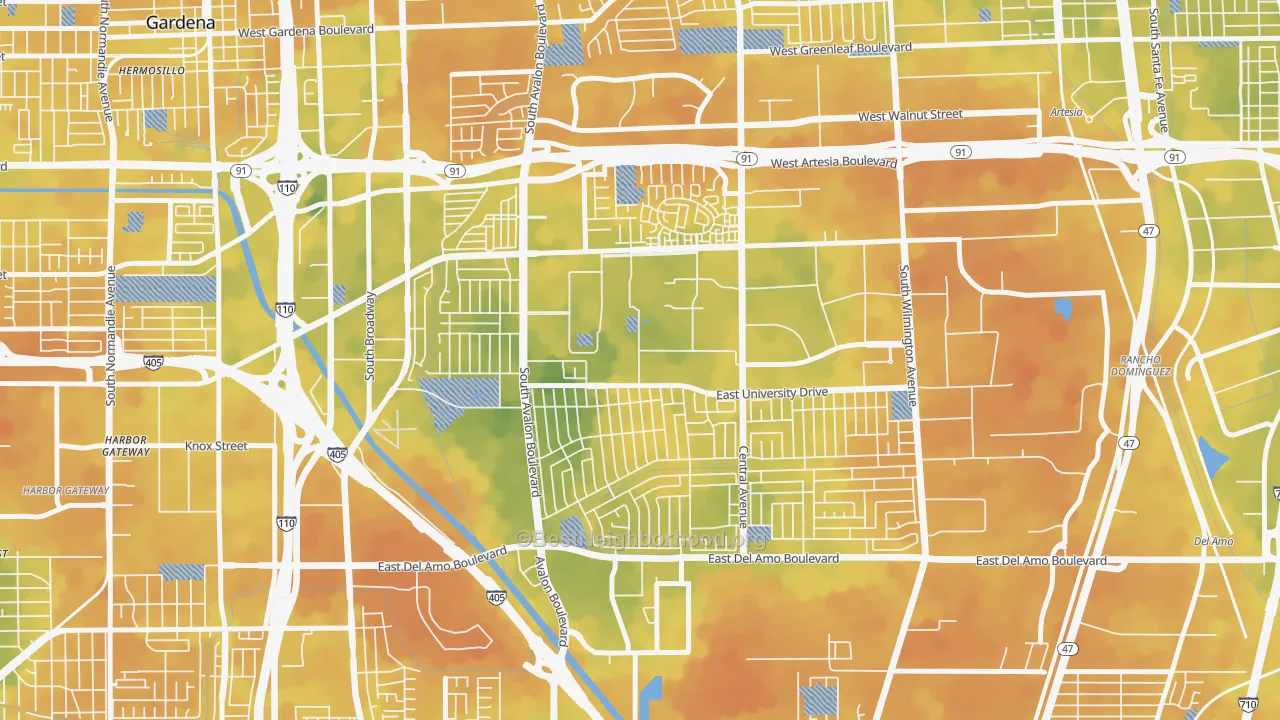 Bike Grade map of 90746, CA