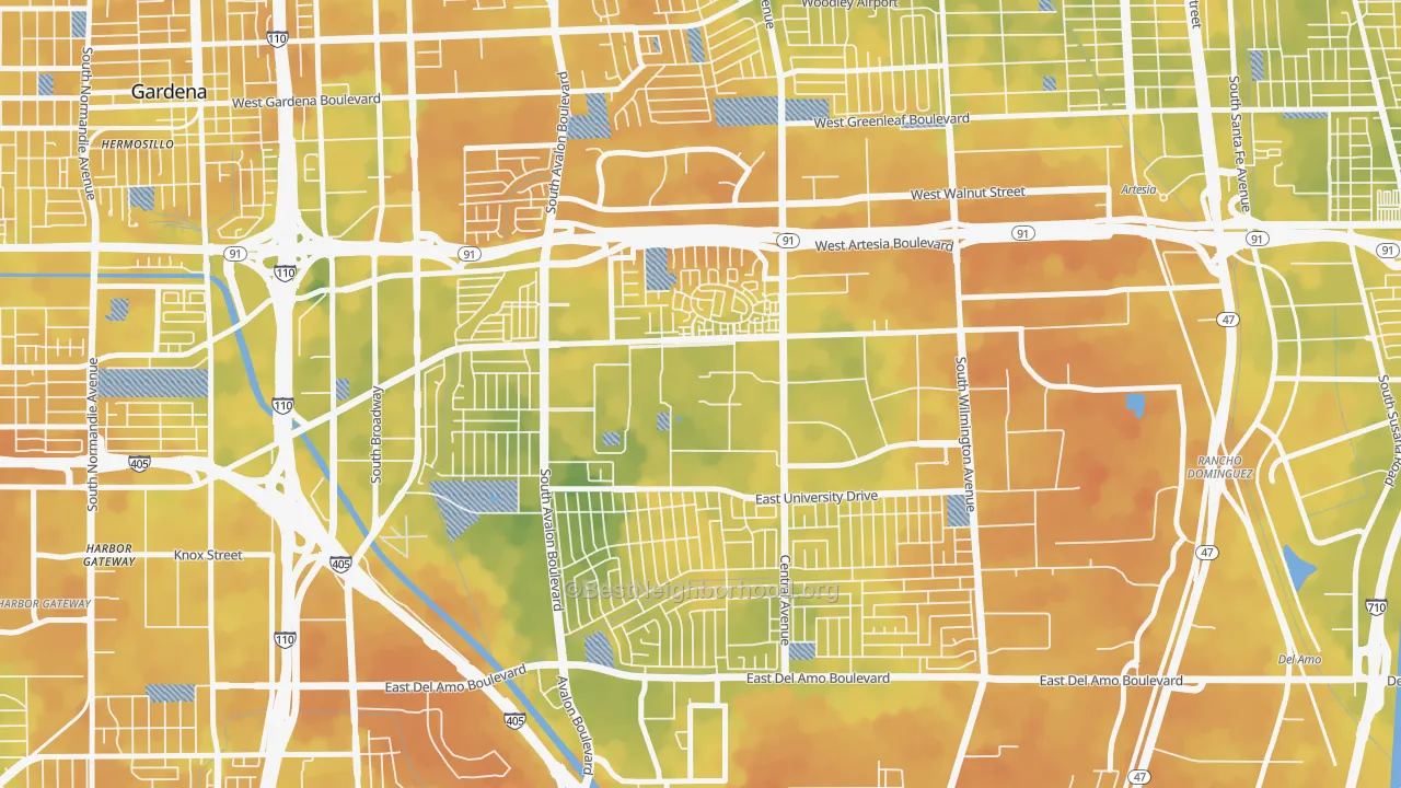 Bike Grade map of 90747, CA
